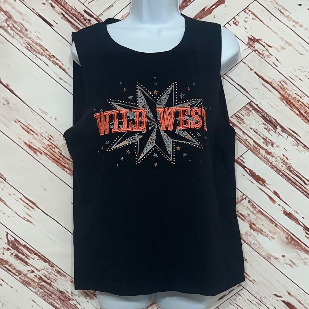 Nwot Miss Me Black Wild West Muscle Tee